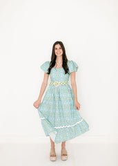 Brooks Avenue Margaret Midi Dress in Fleur de Lune Blue