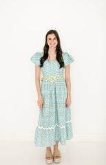 Brooks Avenue Margaret Midi Dress in Fleur de Lune Blue