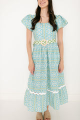 Brooks Avenue Margaret Midi Dress in Fleur de Lune Blue