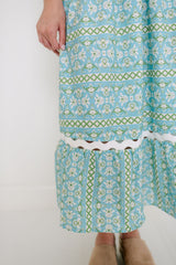 Brooks Avenue Margaret Midi Dress in Fleur de Lune Blue