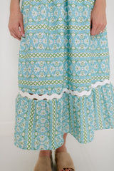 Brooks Avenue Margaret Midi Dress in Fleur de Lune Blue