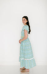 Brooks Avenue Margaret Midi Dress in Fleur de Lune Blue