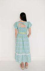 Brooks Avenue Margaret Midi Dress in Fleur de Lune Blue