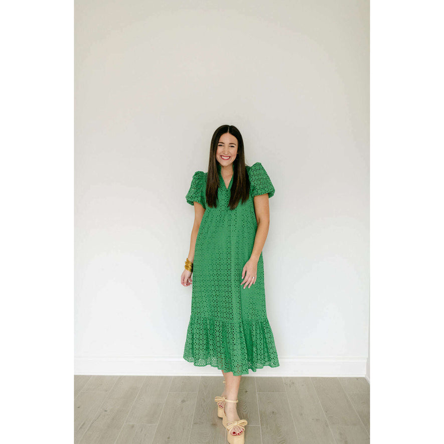 slim fit dress slacks Entro Green Eyelet Midi Dress – 8.28 Boutique