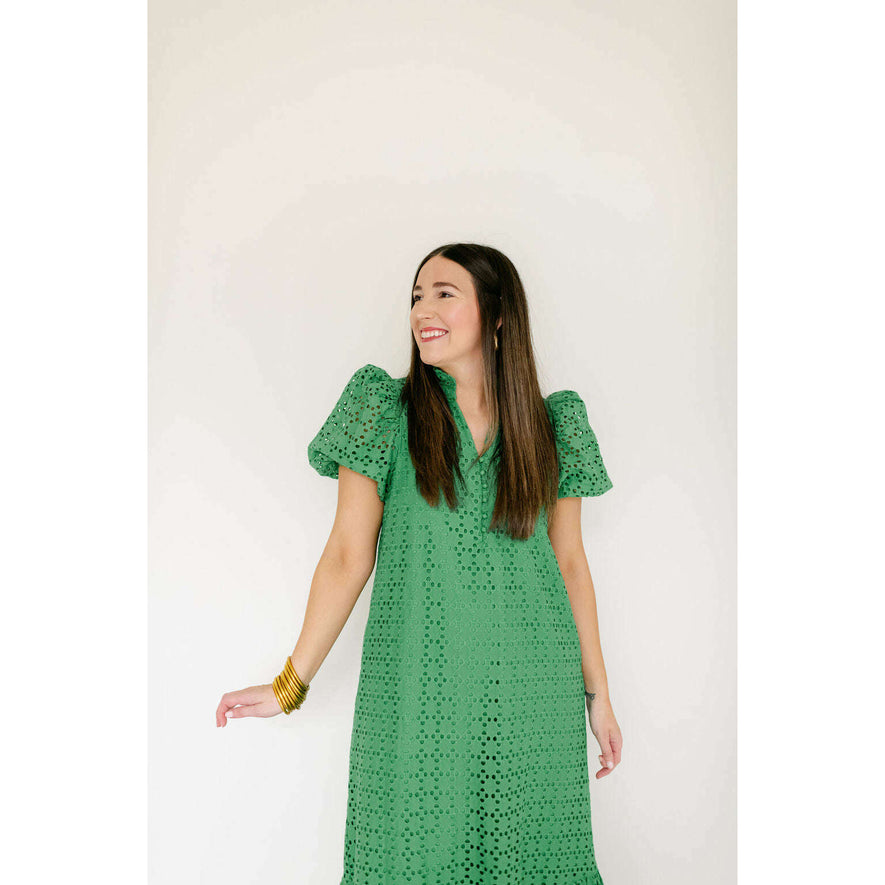 Entro Green Eyelet Midi Dress – 8.28 Boutique