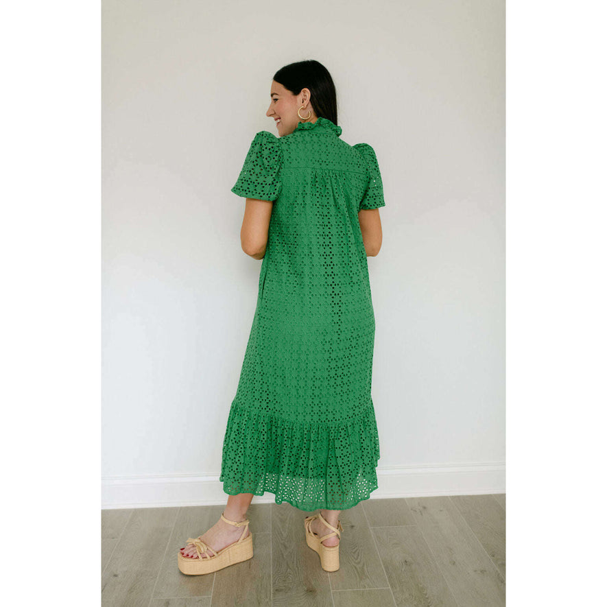 Entro Green Eyelet Midi Dress – 8.28 Boutique