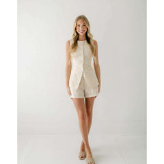 8.28 Boutique:Karlie Clothes,Karlie Eyelet Button Shorts in Beige,Bottoms