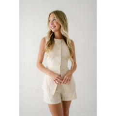 8.28 Boutique:Karlie Clothes,Karlie Eyelet Button Shorts in Beige,Bottoms