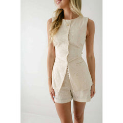 8.28 Boutique:Karlie Clothes,Karlie Eyelet Button Shorts in Beige,Bottoms