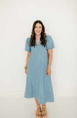 Emily McCarthy Hampton Dress in Denim Chambray