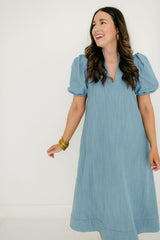 Emily McCarthy Hampton Dress in Denim Chambray