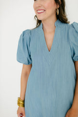 Emily McCarthy Hampton Dress in Denim Chambray