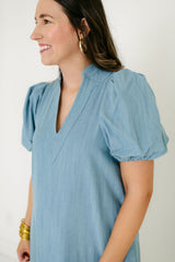 Emily McCarthy Hampton Dress in Denim Chambray