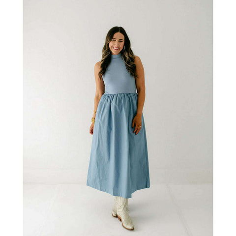 Karlie Colorblock Linen Strapless Maxi Dress
