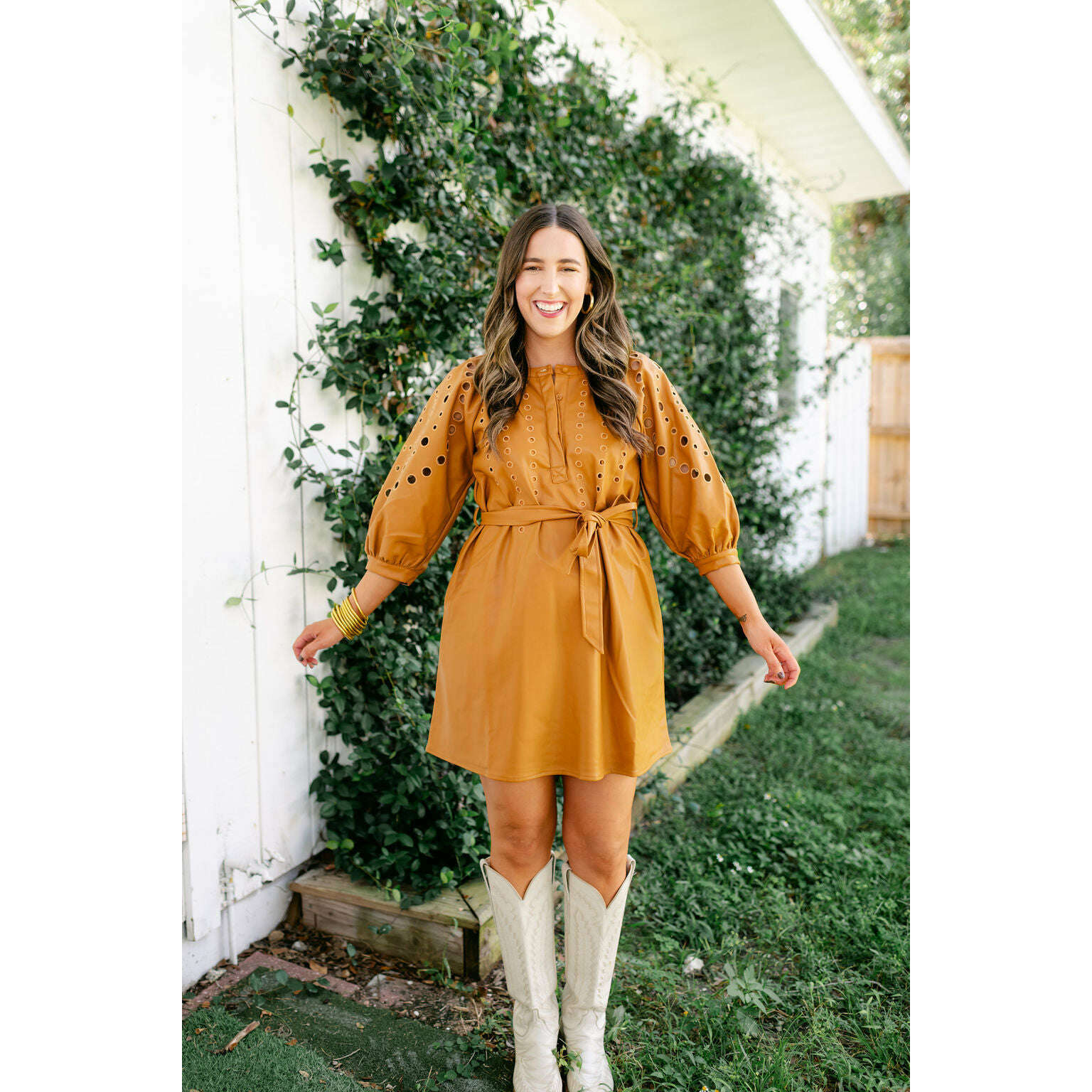 Ciebon Embroidered Faux Leather Shirt Dress in Tan 8.28 Boutique Ciebon Embroidered Faux Leather Shirt Dress in Tan 8.28 Boutique