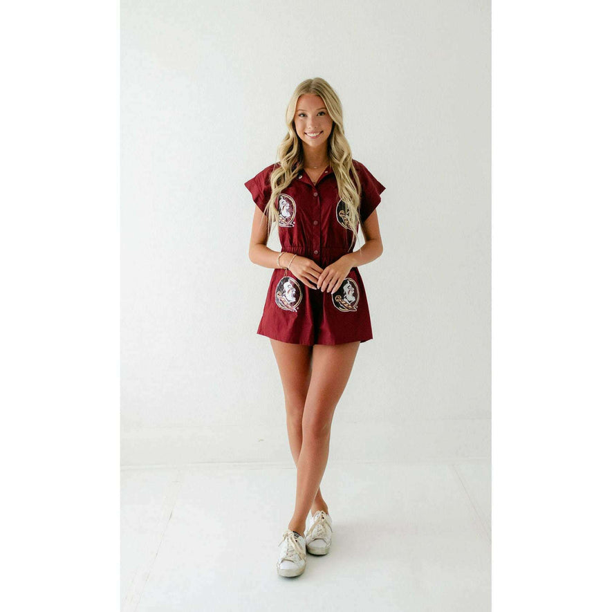 Queen of Sparkles FSU Mascot Pocket Romper
