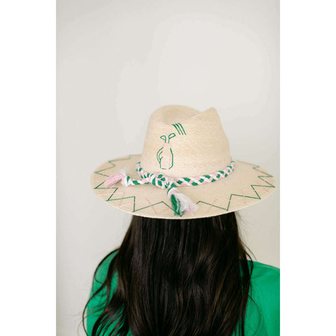 Tipsy Threads White Palm Partee Cart Pink and Green Braid