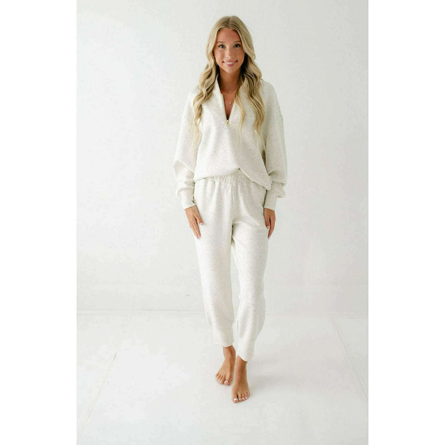 Varley Davidson Sweat in Ivory Marl Fleck