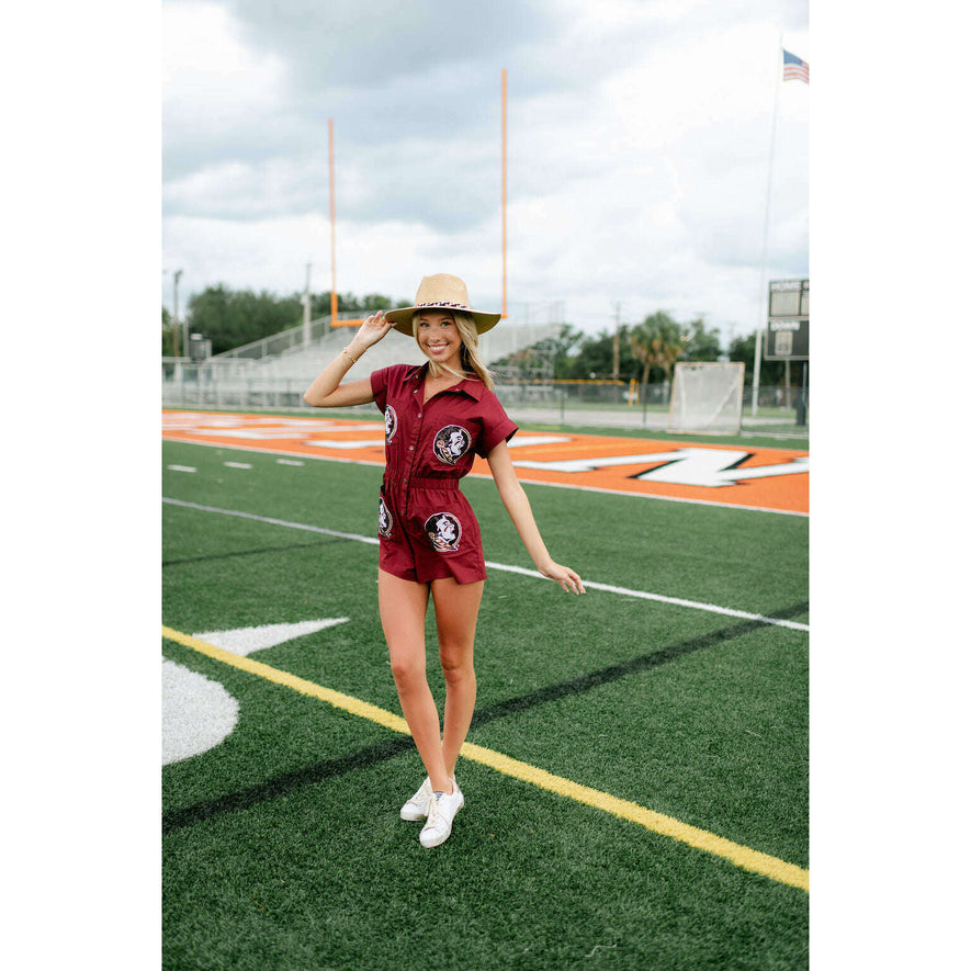 Queen of Sparkles FSU Mascot Pocket Romper