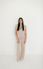 Varley Conall Button Tank in Mushroom