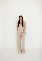 Varley Conall Button Tank in Mushroom