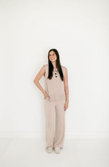 Varley Conall Button Tank in Mushroom