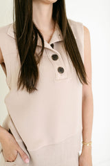 Varley Conall Button Tank in Mushroom