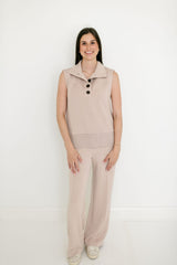 Varley Conall Button Tank in Mushroom