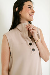 Varley Conall Button Tank in Mushroom