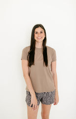 Varley Saskia Seamless Longline Tee in Pine Bark
