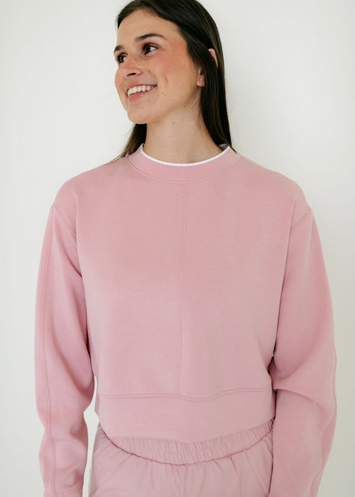 Varley Tasmin Cropped Sweat in Zephyr Mauve