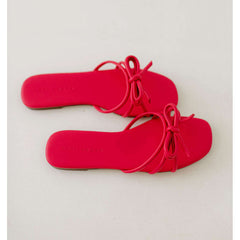 8.28 Boutique:Yosi Samra,Yosi Samra Nicole Bow Slide Sandal in Raspberry,Shoes