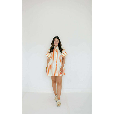 Entro Pink Stripe Cherry Mini Dress