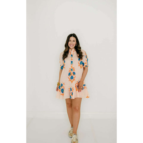 Entro Pink Stripe Cherry Mini Dress