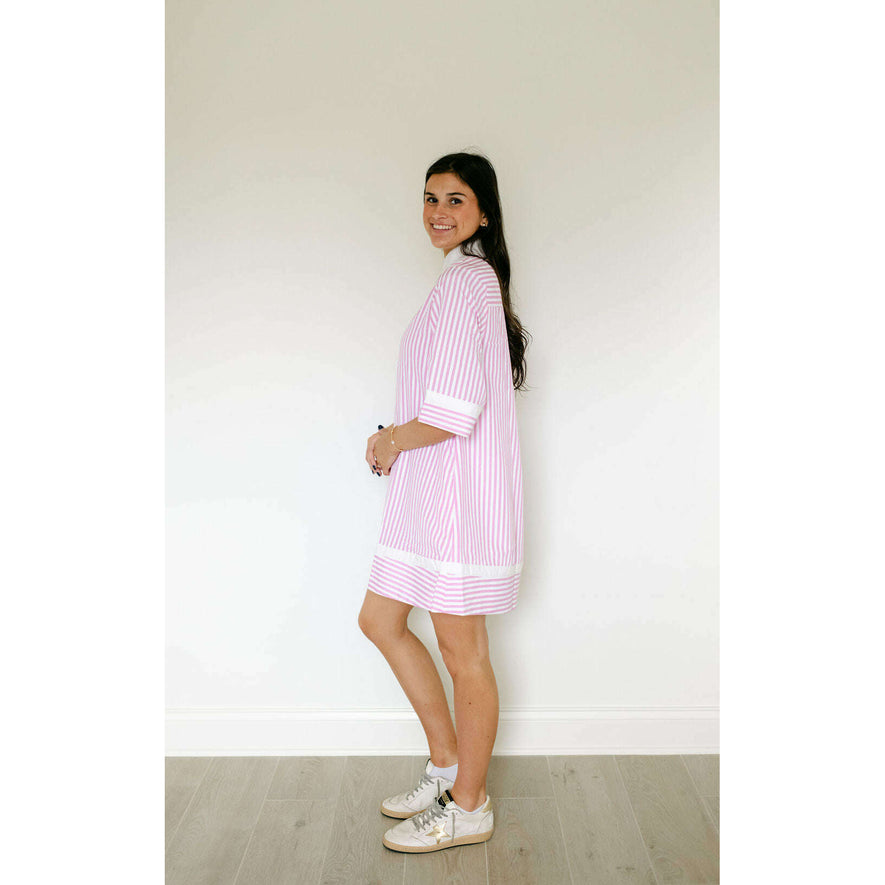 Entro Pink and White Stripe Mini Dress 8.28 Boutique Entro Pink and White Stripe Mini Dress 8.28 Boutique