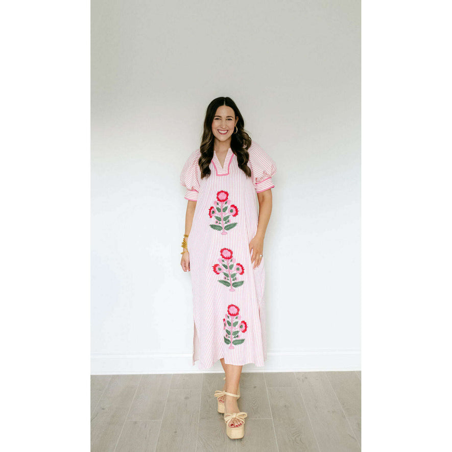 knee length dresses for ladies Floral Smocked Tie Shoulder Midi Dress - Entro main image 0
