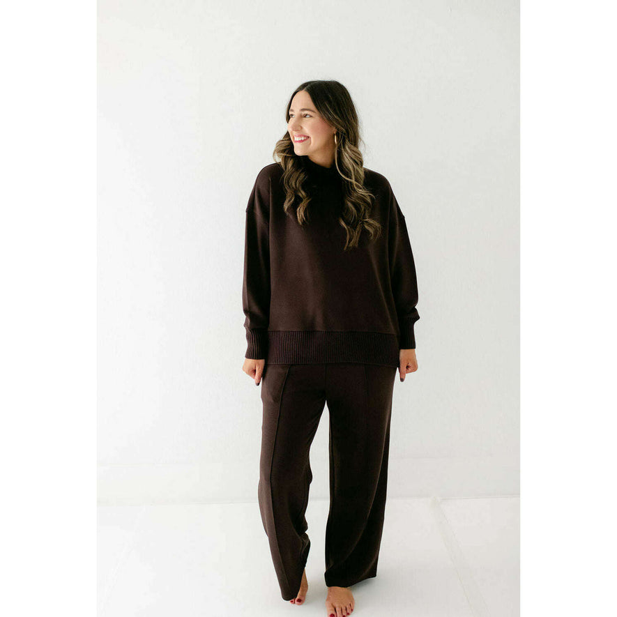 Varley Barker High Neck Sweat in Coffee Bean