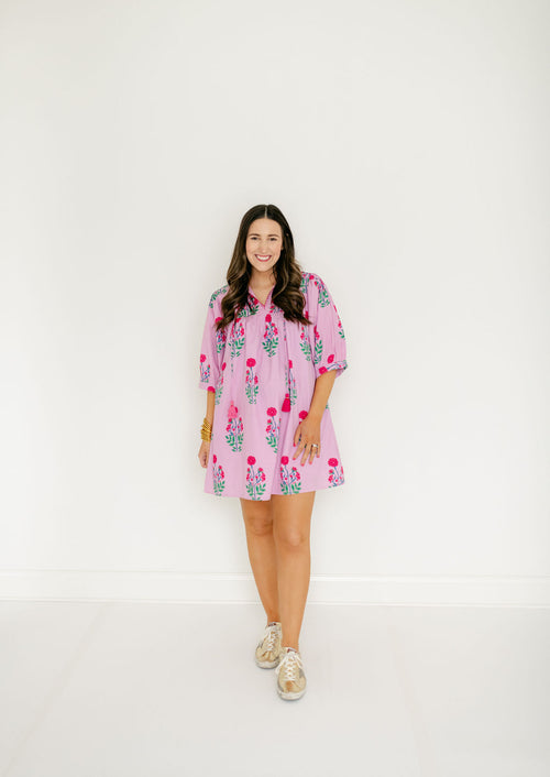 THML Pink Block Print Mini Dress