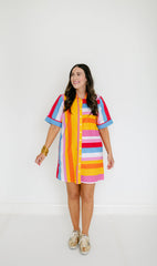 THML Stripe Button Down Mini Dress