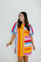 THML Stripe Button Down Mini Dress