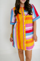 THML Stripe Button Down Mini Dress