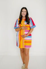 THML Stripe Button Down Mini Dress