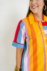THML Stripe Button Down Mini Dress