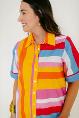 THML Stripe Button Down Mini Dress