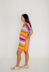 THML Stripe Button Down Mini Dress