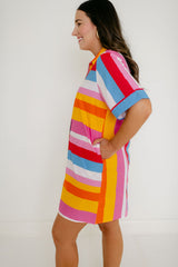 THML Stripe Button Down Mini Dress