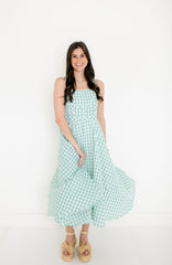Aureum Green Gingham Midi Dress