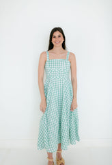 Aureum Green Gingham Midi Dress
