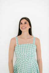 Aureum Green Gingham Midi Dress