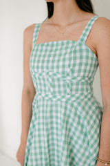 Aureum Green Gingham Midi Dress